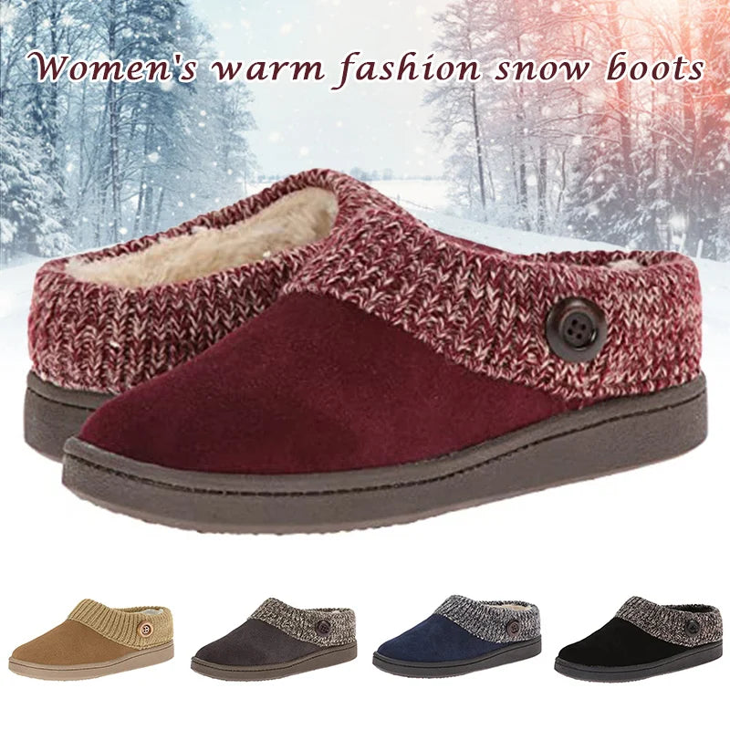 Short Boots For Women Men Knit Warm Thickened Flat Short Boots With Anti-slip Rubber