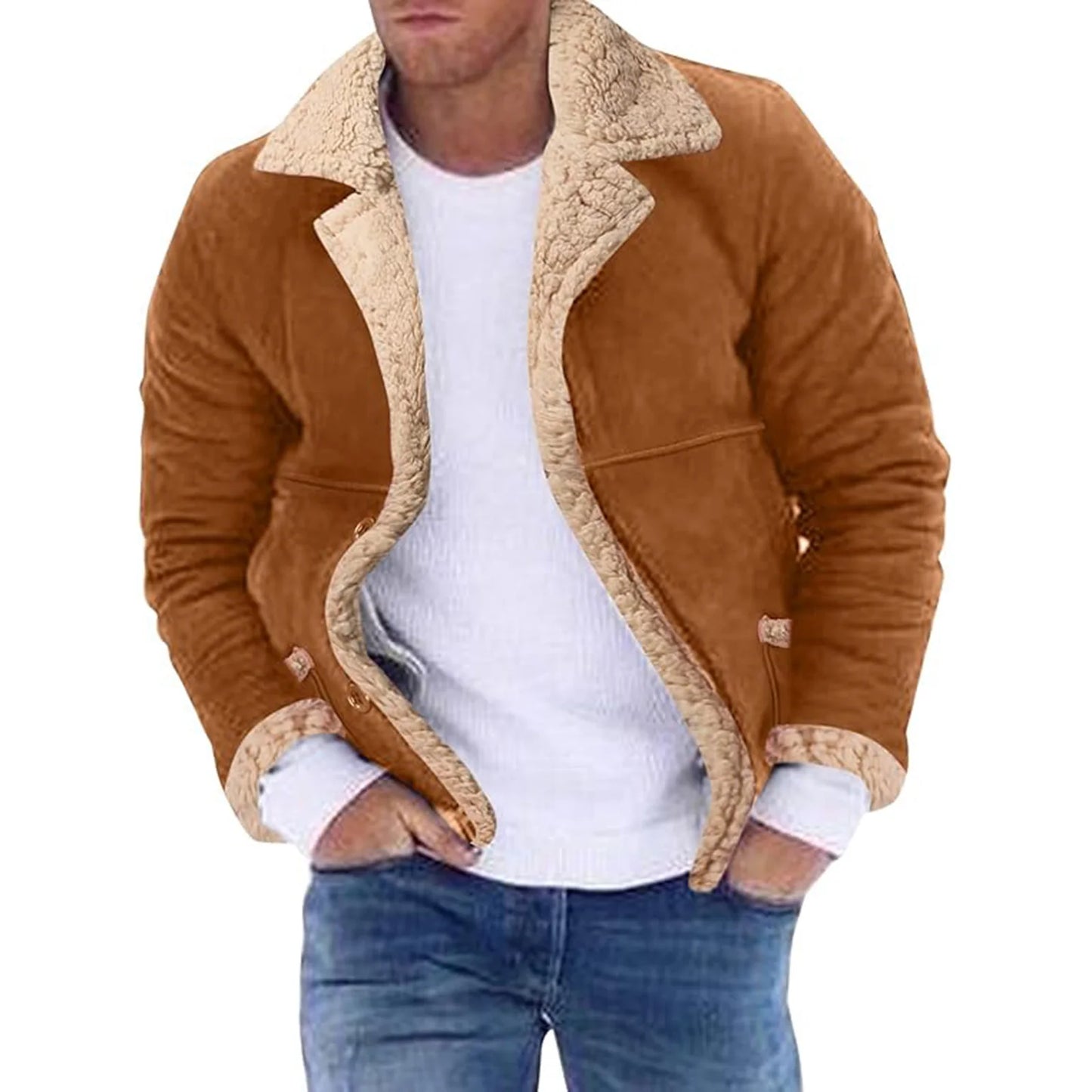 Men s Winter Fleece Coats with Turn Down Collar
