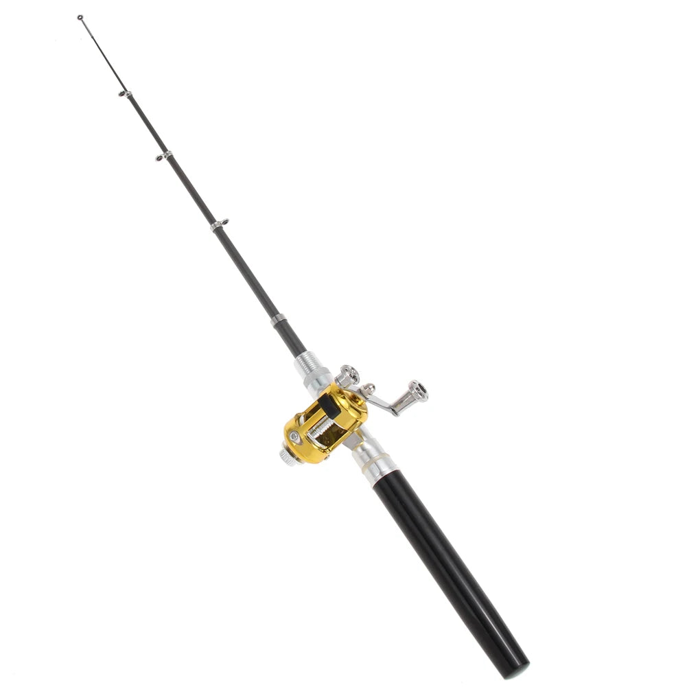 Pocket Fish Pen Mini Portable Pocket Fish Pen Shape Aluminum Alloy Fishing Rod Pole Reel Multicolor Fishing Tool