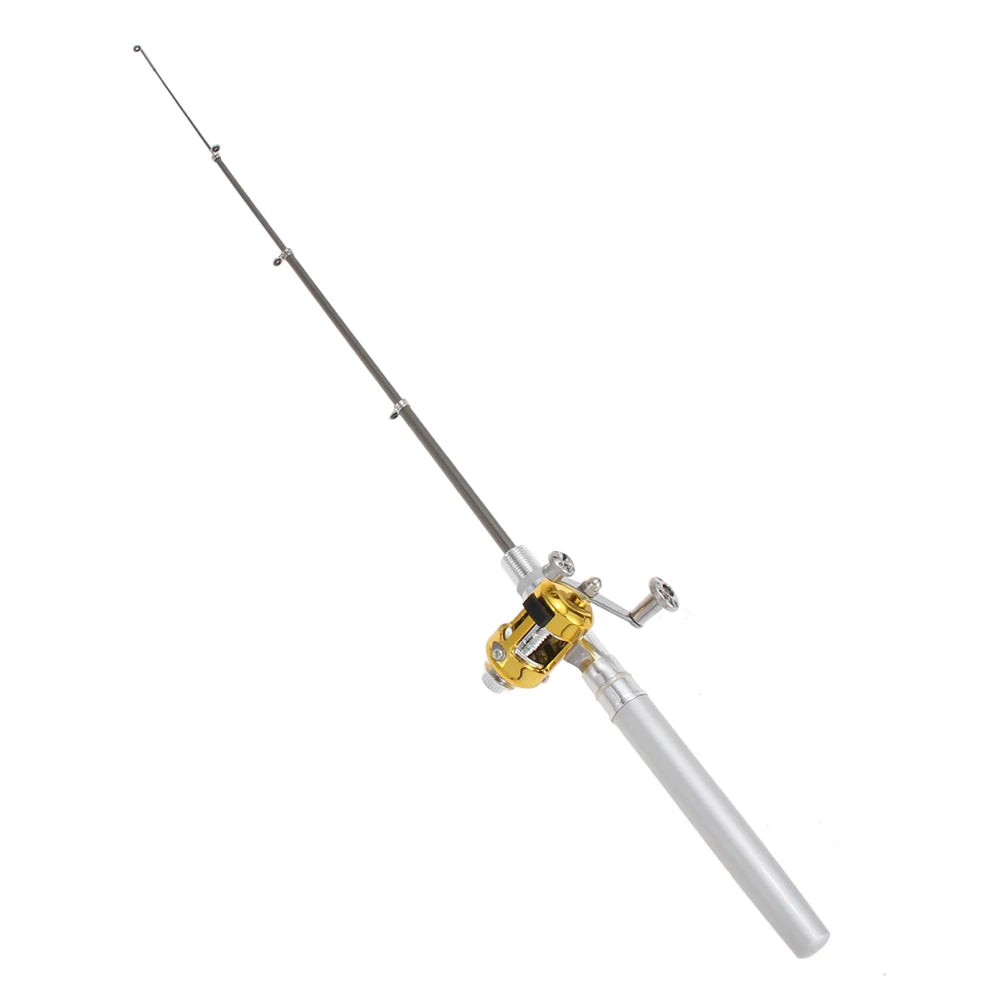 Pocket Fish Pen Mini Portable Pocket Fish Pen Shape Aluminum Alloy Fishing Rod Pole Reel Multicolor Fishing Tool