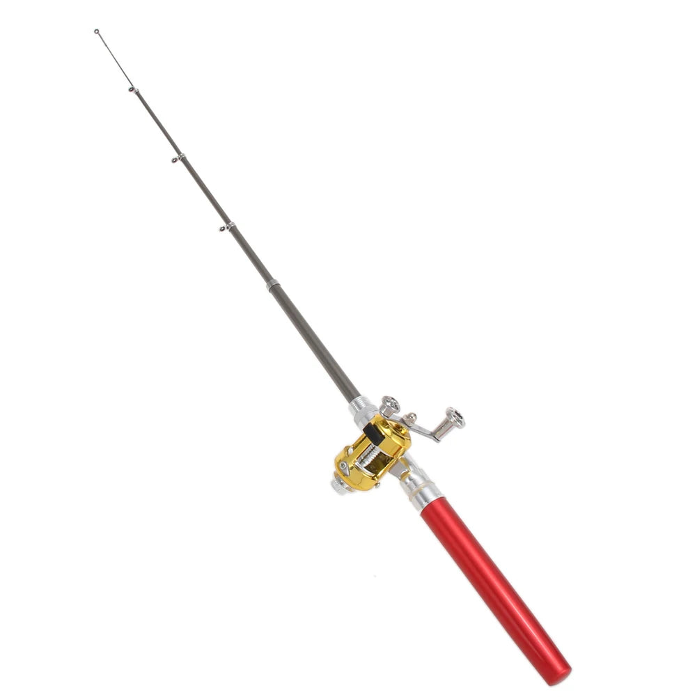 Pocket Fish Pen Mini Portable Pocket Fish Pen Shape Aluminum Alloy Fishing Rod Pole Reel Multicolor Fishing Tool