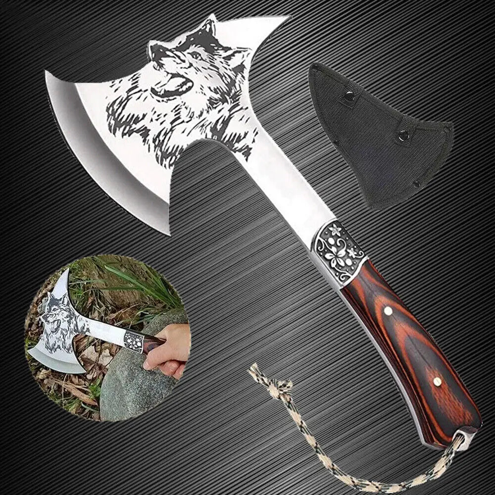 Multi-function Axe Garden Outdoor Hunt Camp Survival Machete Axes Hand Tools Machete Wolf Head Hatchet Tactical Ax Tomahawk