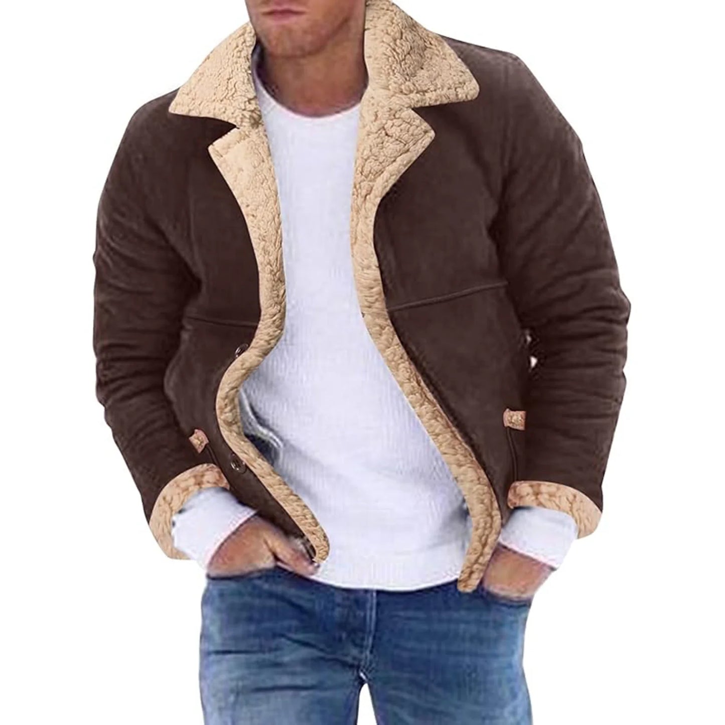 Men s Winter Fleece Coats with Turn Down Collar