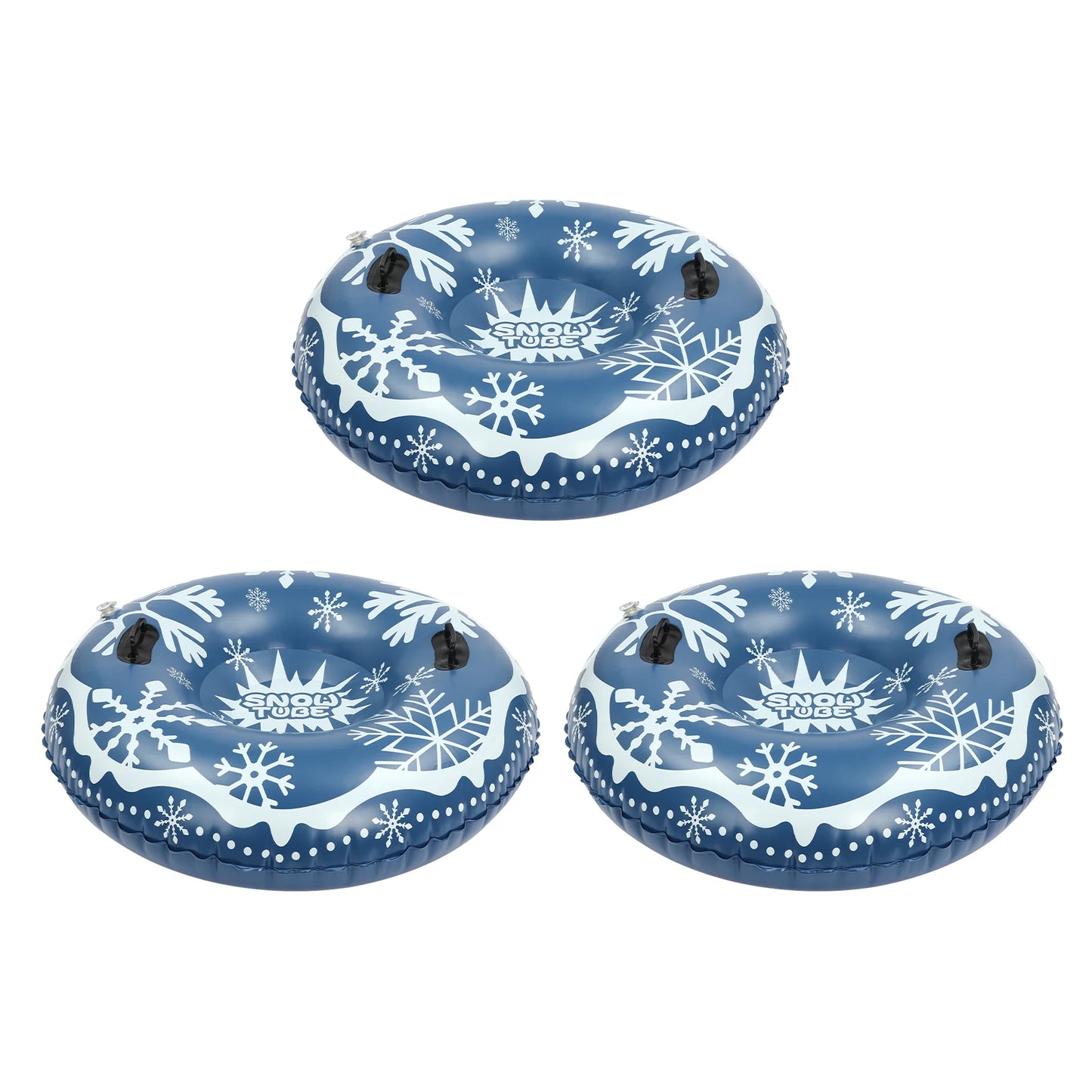 A Set Of Three 40-inch Inflatable Snow Sleds, Featuring Blue