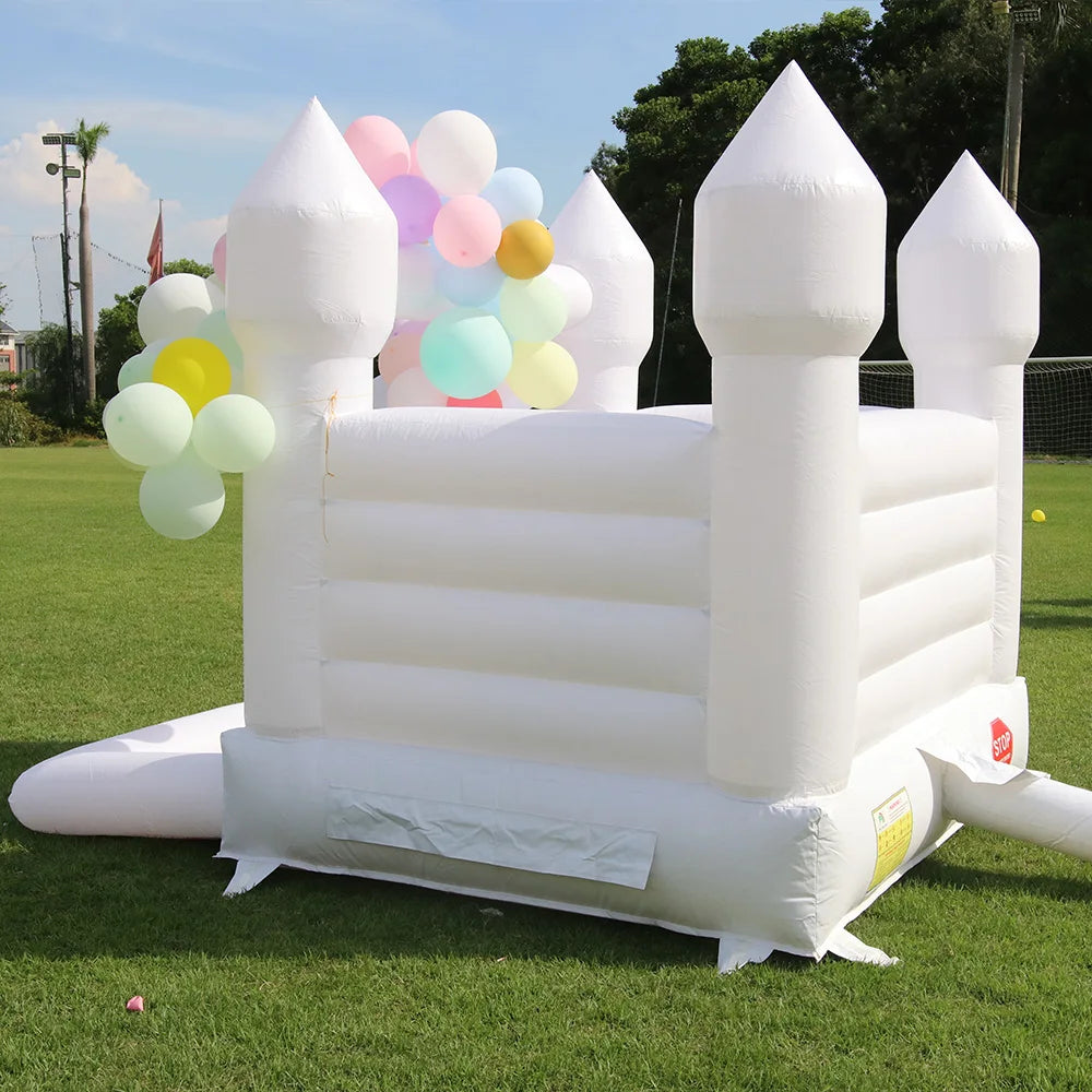 10ft White Bouncy Castle Family Mini Bounce House PVC Inflatable Jumping Bouncer With Ball Pit For Kids Blower Inflate Backyard