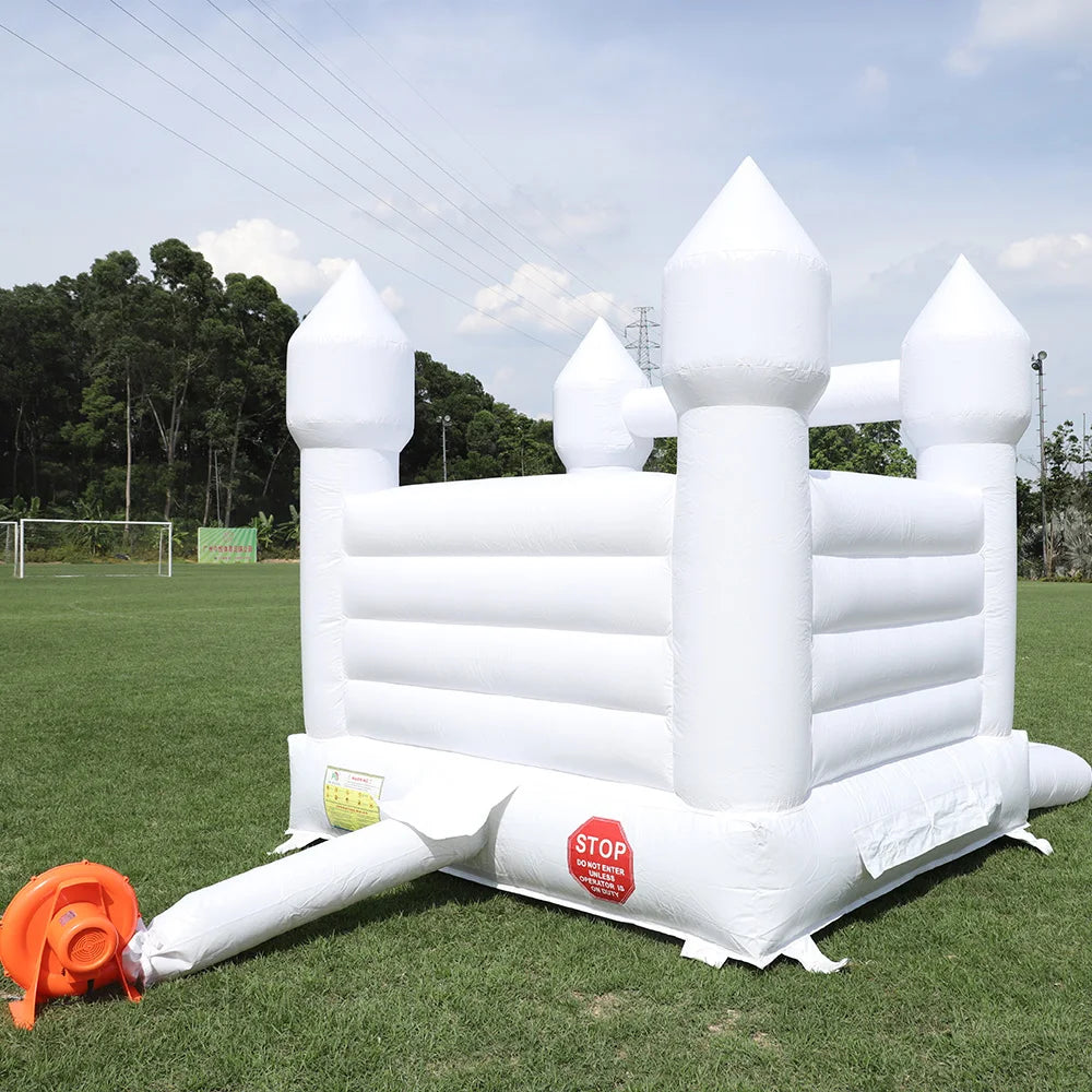 10ft White Bouncy Castle Family Mini Bounce House PVC Inflatable Jumping Bouncer With Ball Pit For Kids Blower Inflate Backyard