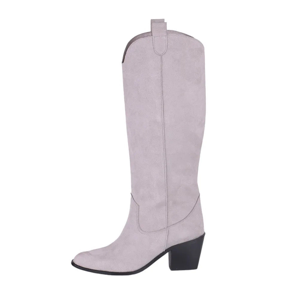 Cowgirl Boots Women Square Toe Knee High Boots Autumn Winter Women Shoes