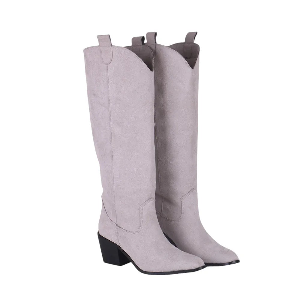 Cowgirl Boots Women Square Toe Knee High Boots Autumn Winter Women Shoes