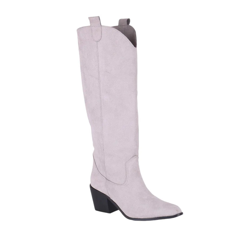 Cowgirl Boots Women Square Toe Knee High Boots Autumn Winter Women Shoes