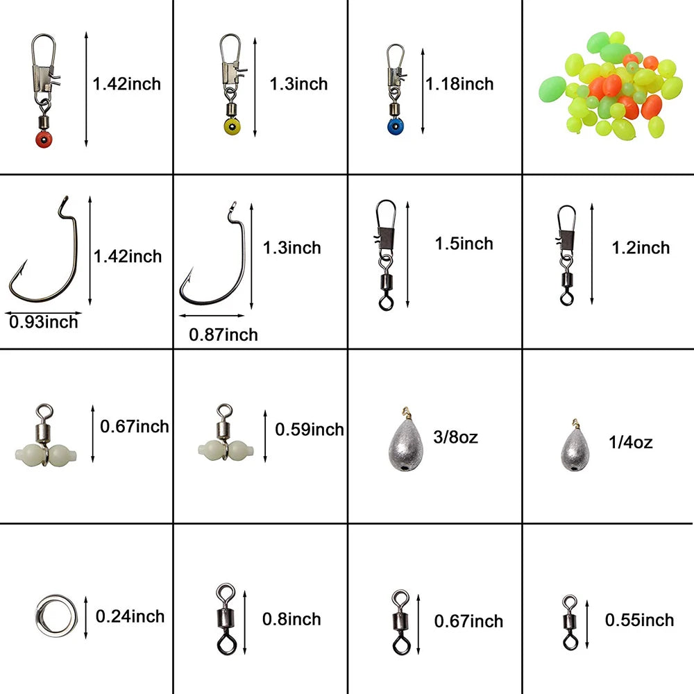 Fishing Accessories Tackle With Jig Hooks Worm Hooks Barrel Swivel Sinker Weights Snap Swivels Split Rings Sinker Slides Beads