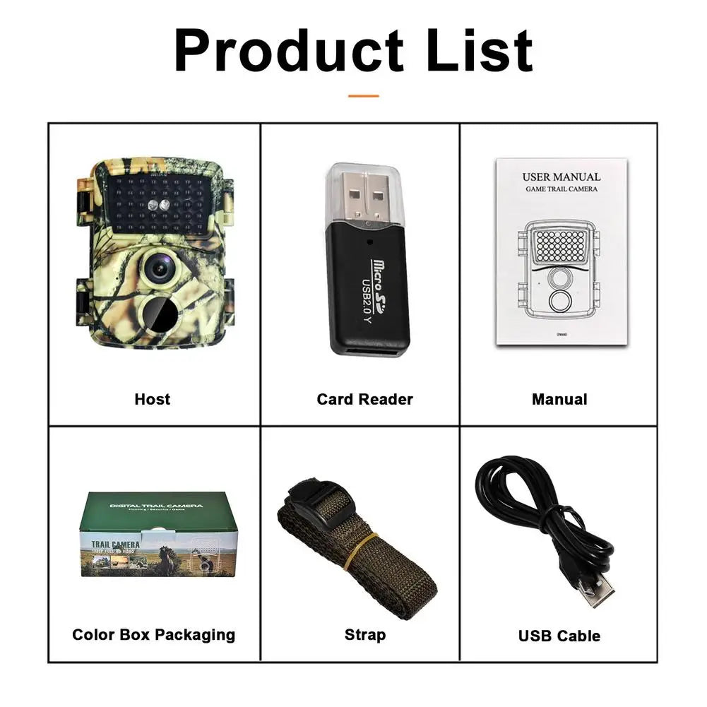 Outdoor Hunting Camera Mini Camera 12MP 1080P Waterproof Sensor Sports Camera Field Recorder Animal Detector Trail Camera