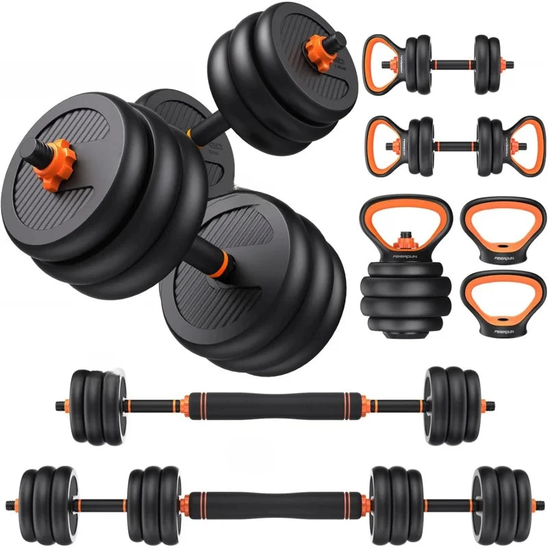 AFEIERDUN Adjustable ,20/30/40/50/60/70/90lbs Free Weight with Connector,4 in1 Dumbbells Set Used as Barbell,Kettle