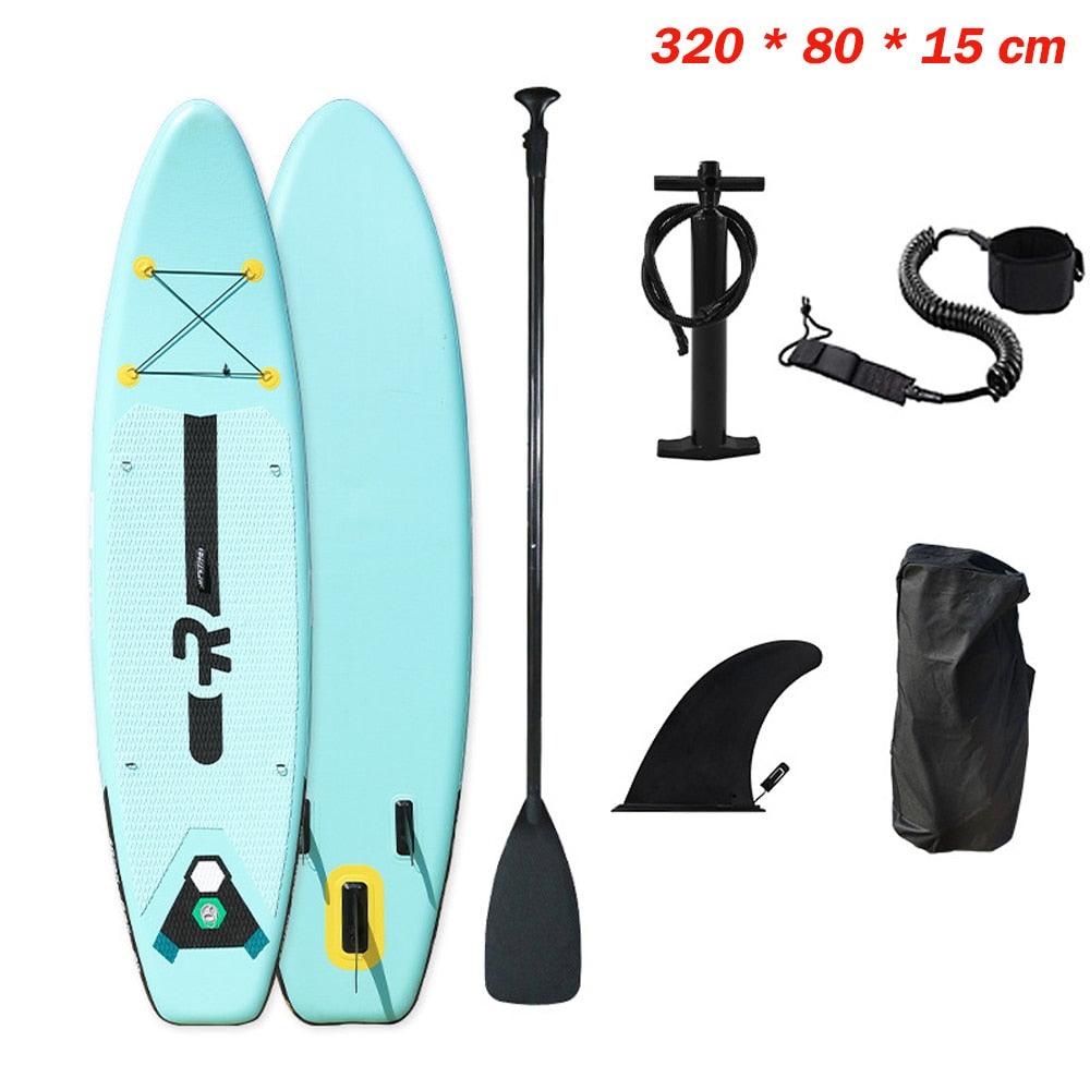 Inflatable Stand up Paddle Board Sup Surfboard Water Sport Kayak Surf Set with Paddle Board Tail Fin Foot Rope Inflator and Bag