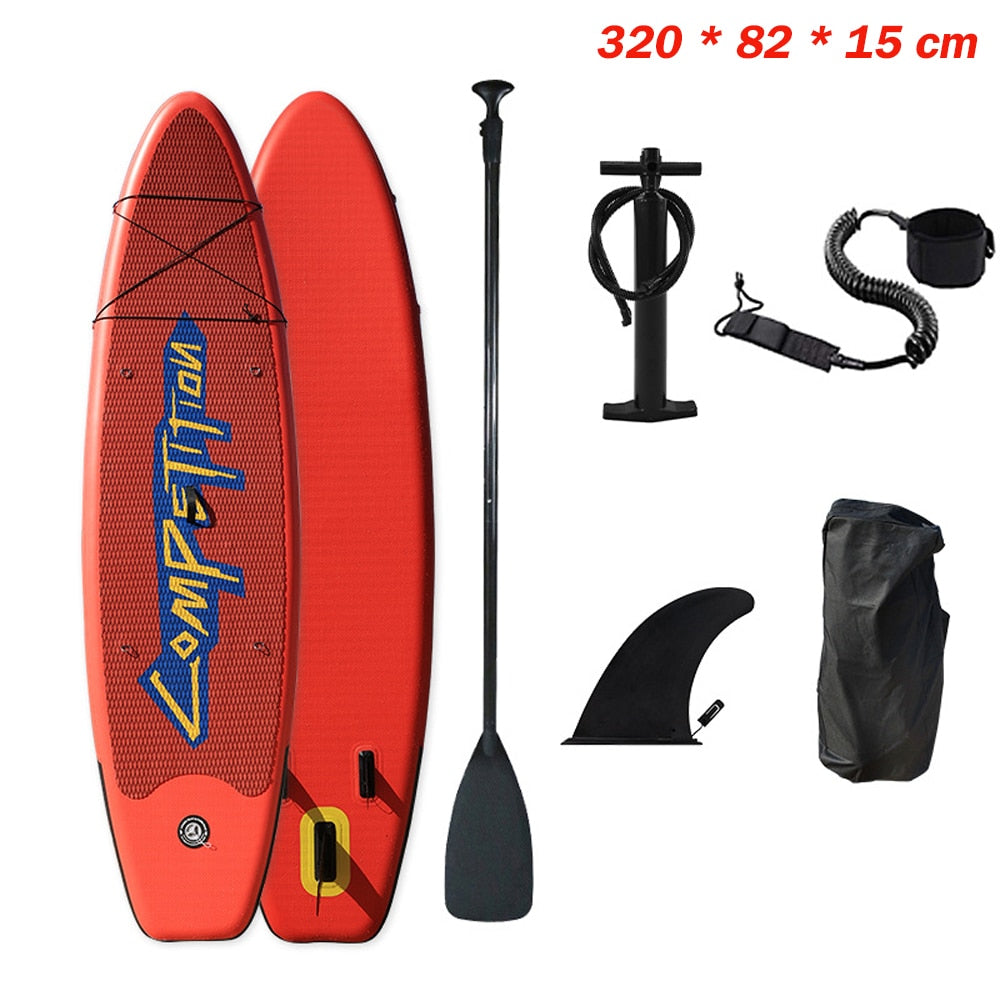 Inflatable Stand up Paddle Board Sup Surfboard Water Sport Kayak Surf Set with Paddle Board Tail Fin Foot Rope Inflator and Bag