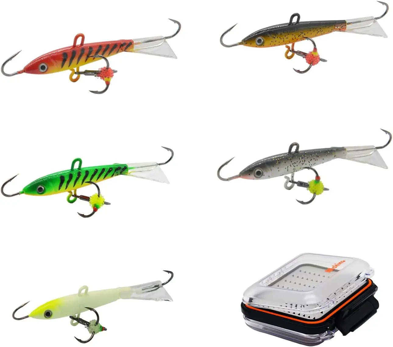 Fishing Jig Set Ice Fishing Lures Micro Jig Head Hook Set for Panfish, Crappie, Walleye, Perch, Trout, Bluegill