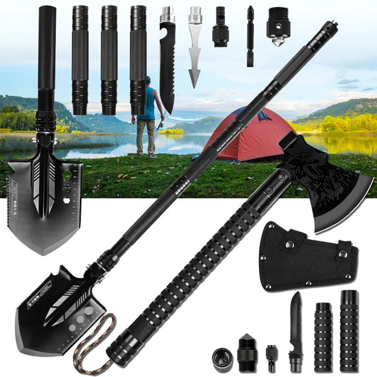 Multipurpose Shovel Axe Set Outdoor Survival Camping Shovel Portable Folding Military Tomahawk Defense Security Tools Kit Garden