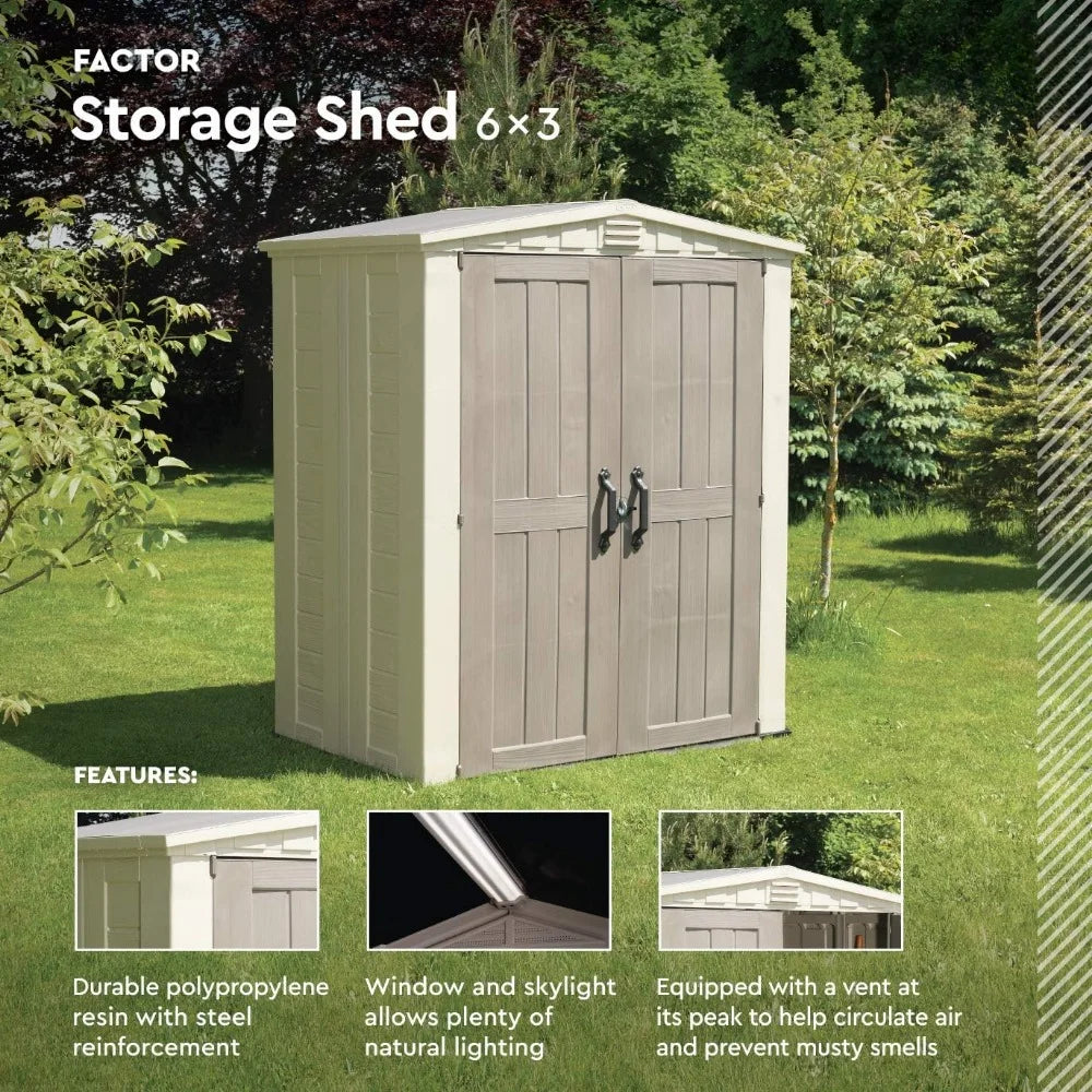 6x3 Outdoor Storage Shed Kit-Perfect to Store Patio Furniture, Garden Tools Bike Accessories, Beach Chairs and Push Lawn Mower