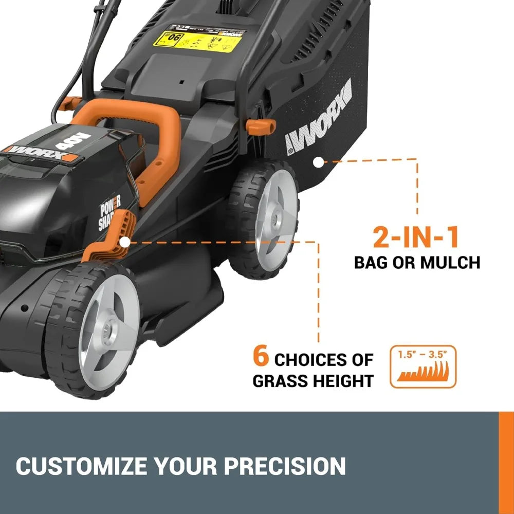 40V 14" Cordless Lawn Mower for Small Yards, 2-in-1 Battery Lawn Mower Cuts Quietly, Compact & Lightweight Lawn Mower