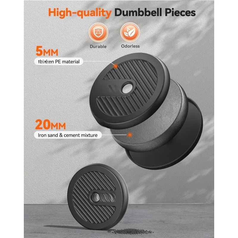 AFEIERDUN Adjustable ,20/30/40/50/60/70/90lbs Free Weight with Connector,4 in1 Dumbbells Set Used as Barbell,Kettle