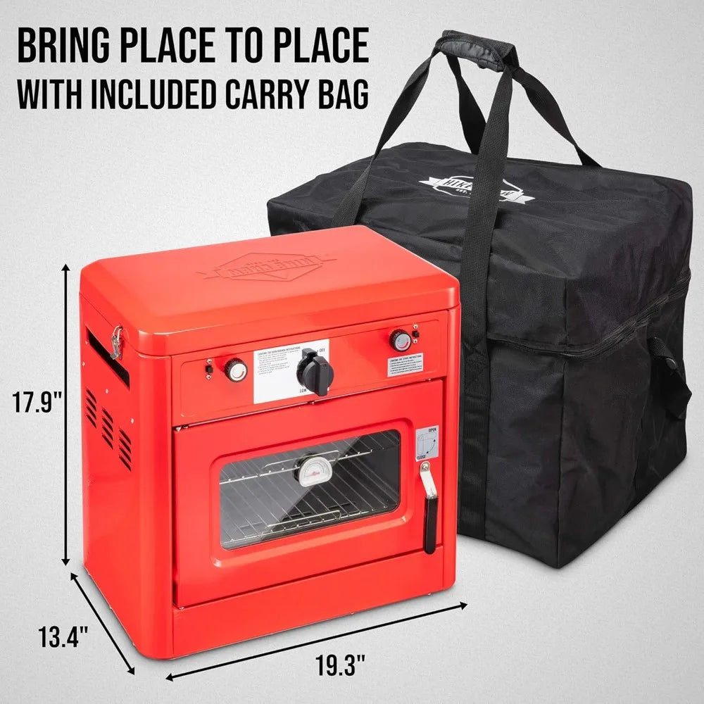 Outdoor Gas Camping Oven w/Carry Bag CSA Approved Portable Propane-Powered 2-Burner Stove & Oven  Auto Ignition