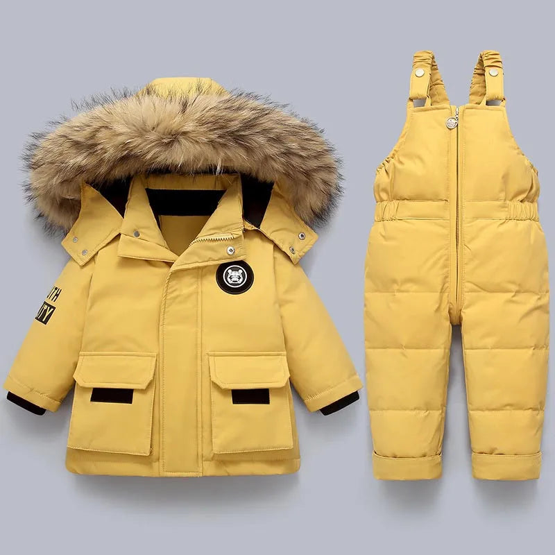 Children's Winter Warm Down Jacket Boy Thicken Jumpsuit Infant Coat Toddler Girl Clothes Kids Snowsuit Children Clothing Set