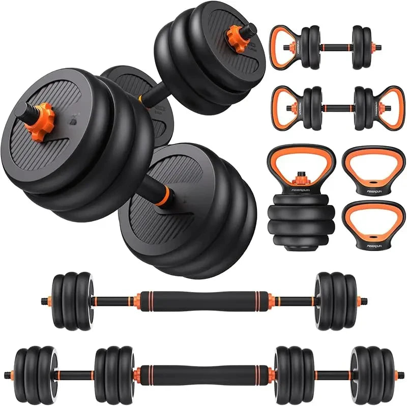 AFEIERDUN Adjustable ,20/30/40/50/60/70/90lbs Free Weight with Connector,4 in1 Dumbbells Set Used as Barbell,Kettle