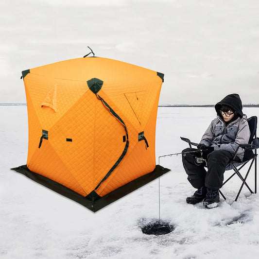 Orange/Blue/Red Insulated Ice Fishing Tent Freestanding Portable Outdoor Picnics Thermal Shelter Windproof Tent for 1-2 Persons