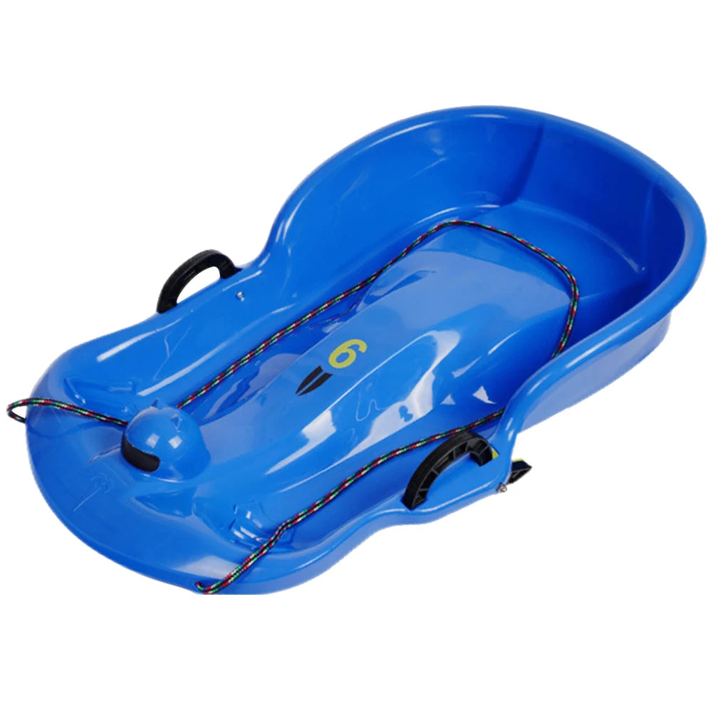 Plastic Snow Sled Toboggan Snow Sled 2Handles Kid Solid Snow Sled Grass Toboggan Snow Sled Sand Slider Luge for Winter Sport