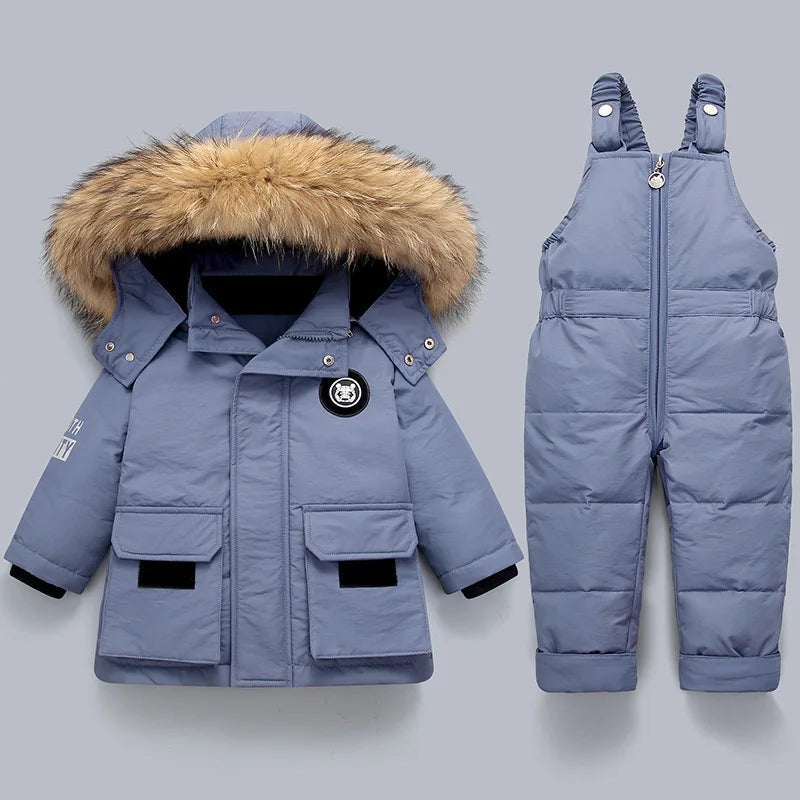 Children's Winter Warm Down Jacket Boy Thicken Jumpsuit Infant Coat Toddler Girl Clothes Kids Snowsuit Children Clothing Set