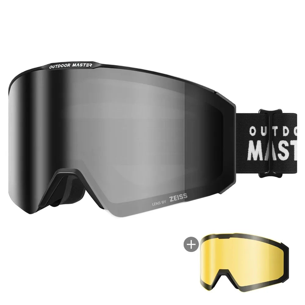 OutdoorMaster Falcon Ski Goggles Lens by ZEISS, OTG Snowboard Goggles Anti-fog, Magnetic Interchangeable Lens, Snow Goggles