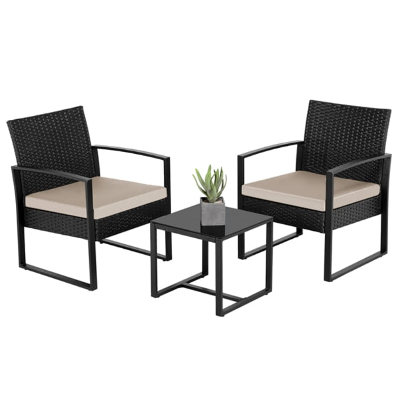 Easyfashion 3-Piece Bistro Set with Rattan Chairs for Outdoor, Multiple Colors outdoor chair  garden chair  garden furniture