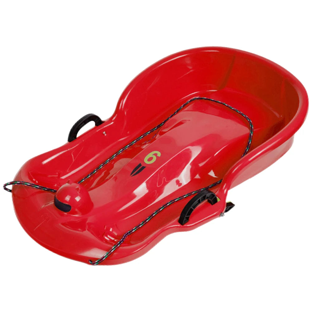 Plastic Snow Sled Toboggan Snow Sled 2Handles Kid Solid Snow Sled Grass Toboggan Snow Sled Sand Slider Luge for Winter Sport