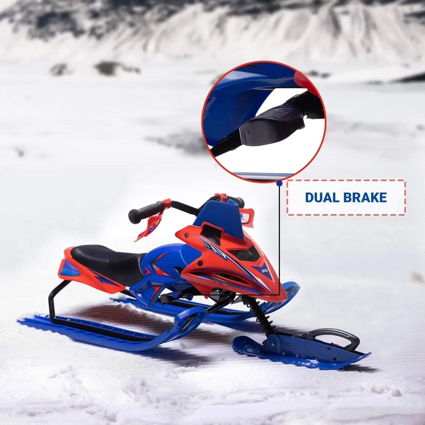 Racer - Winter Ski Sled for Kids and Snow Sled with Steering Wheel and Brake and Pull Rope | Age 4+, Holds 2 Kids or 1 Teen - Bo