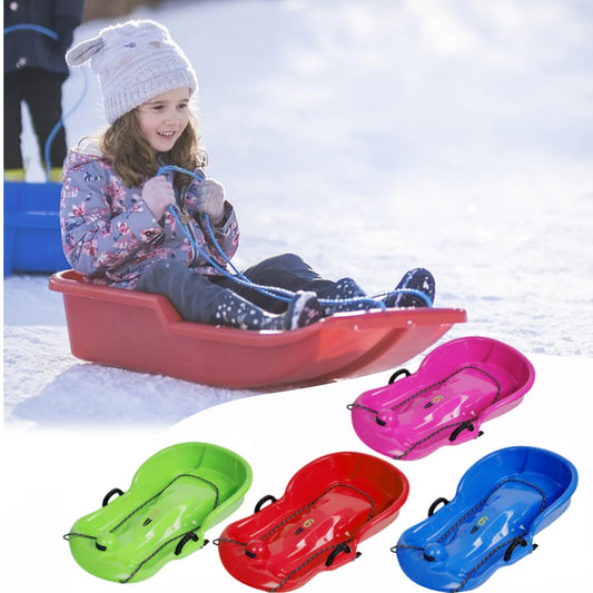 Plastic Snow Sled Toboggan Snow Sled 2Handles Kid Solid Snow Sled Grass Toboggan Snow Sled Sand Slider Luge for Winter Sport