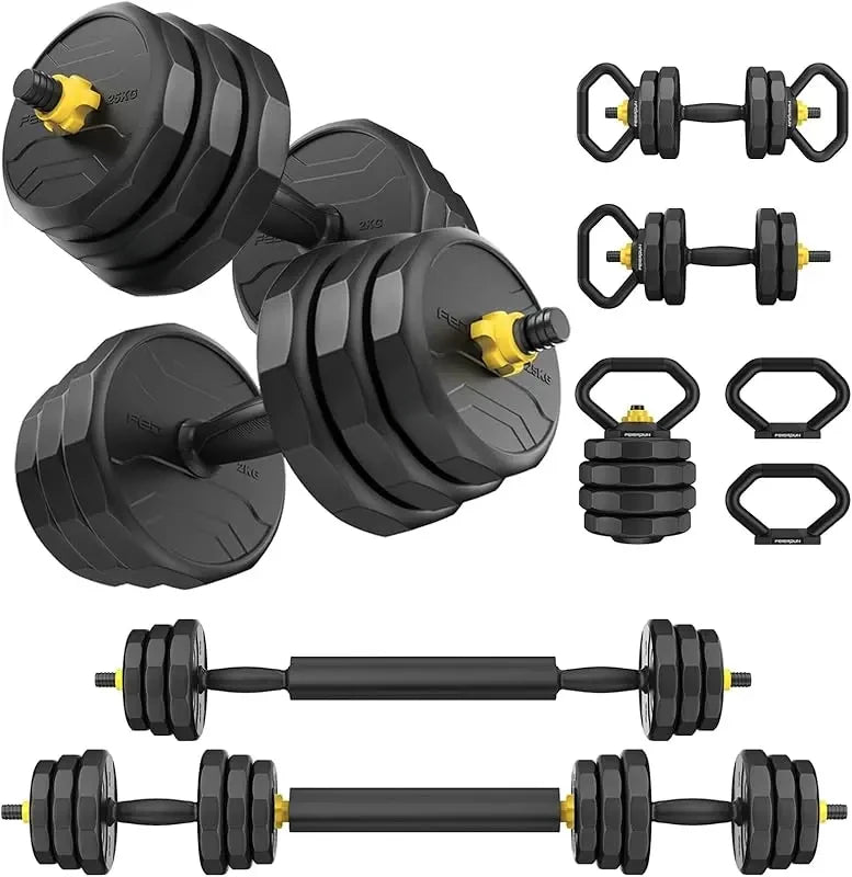 AFEIERDUN Adjustable ,20/30/40/50/60/70/90lbs Free Weight with Connector,4 in1 Dumbbells Set Used as Barbell,Kettle