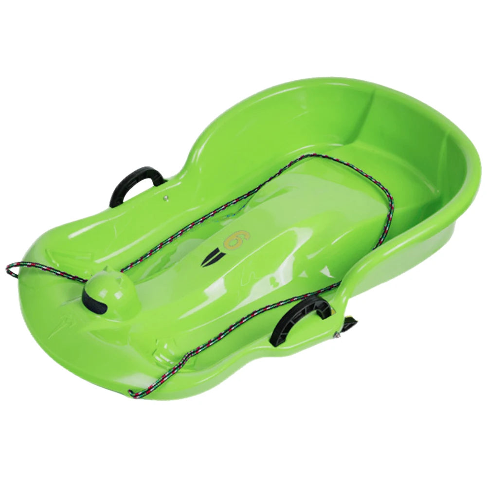 Plastic Snow Sled Toboggan Snow Sled 2Handles Kid Solid Snow Sled Grass Toboggan Snow Sled Sand Slider Luge for Winter Sport