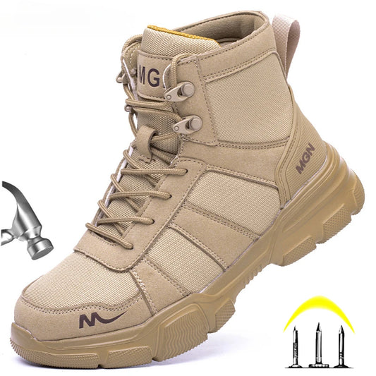 Work Boots Indestructible Safety Shoes Men Steel Toe Shoes Puncture-Proof