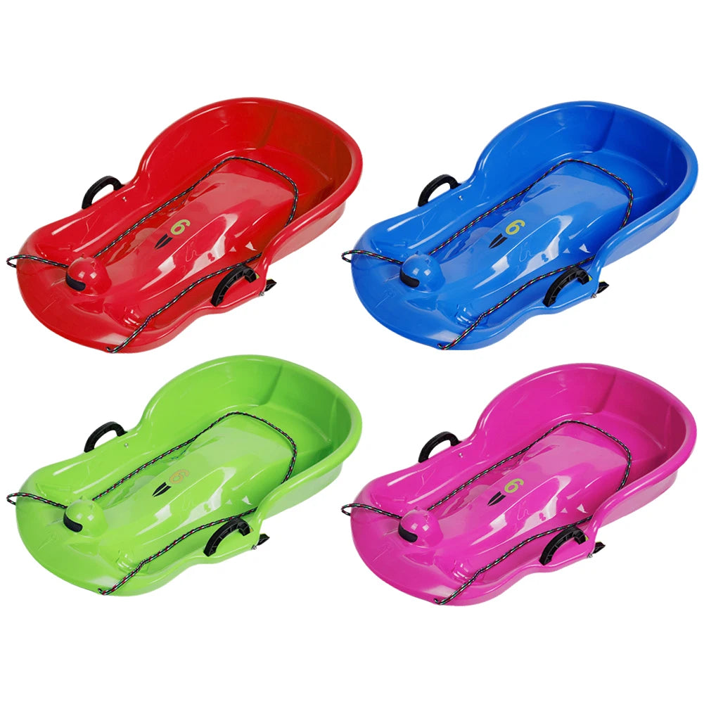 Plastic Snow Sled Toboggan Snow Sled 2Handles Kid Solid Snow Sled Grass Toboggan Snow Sled Sand Slider Luge for Winter Sport