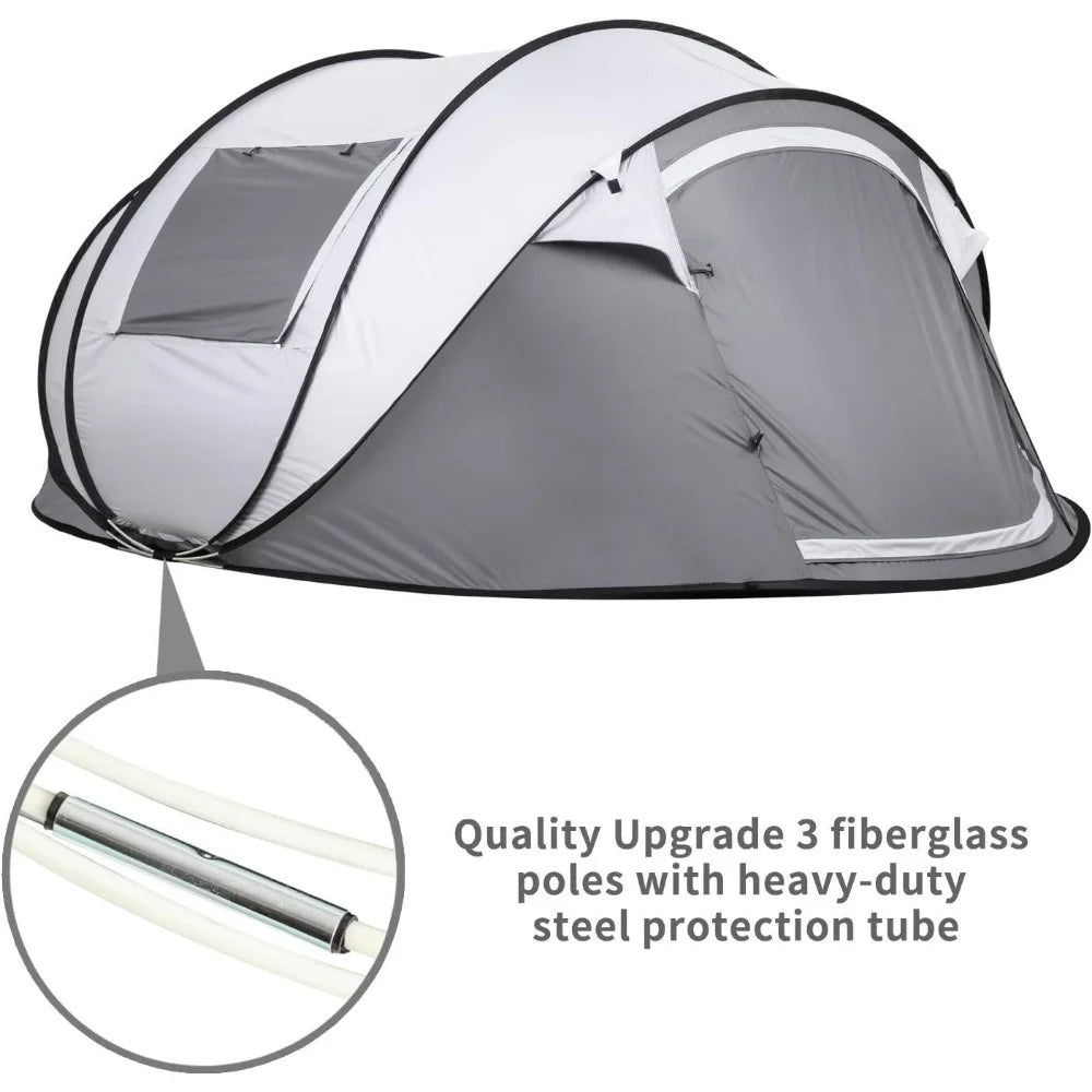 Camping Instant Tent, 6 Person Pop Up Tent, Water Resistant Dome Tent, Easy Setup for Camping Hiking and Outdoor