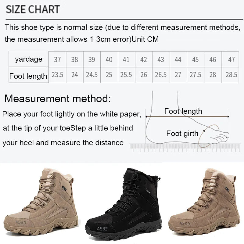 Tactical Military Hiking Shoes Men Women Snow Desert Boots Durable Training Shoes Winter Outdoor Warm Climbing Ankle Boots