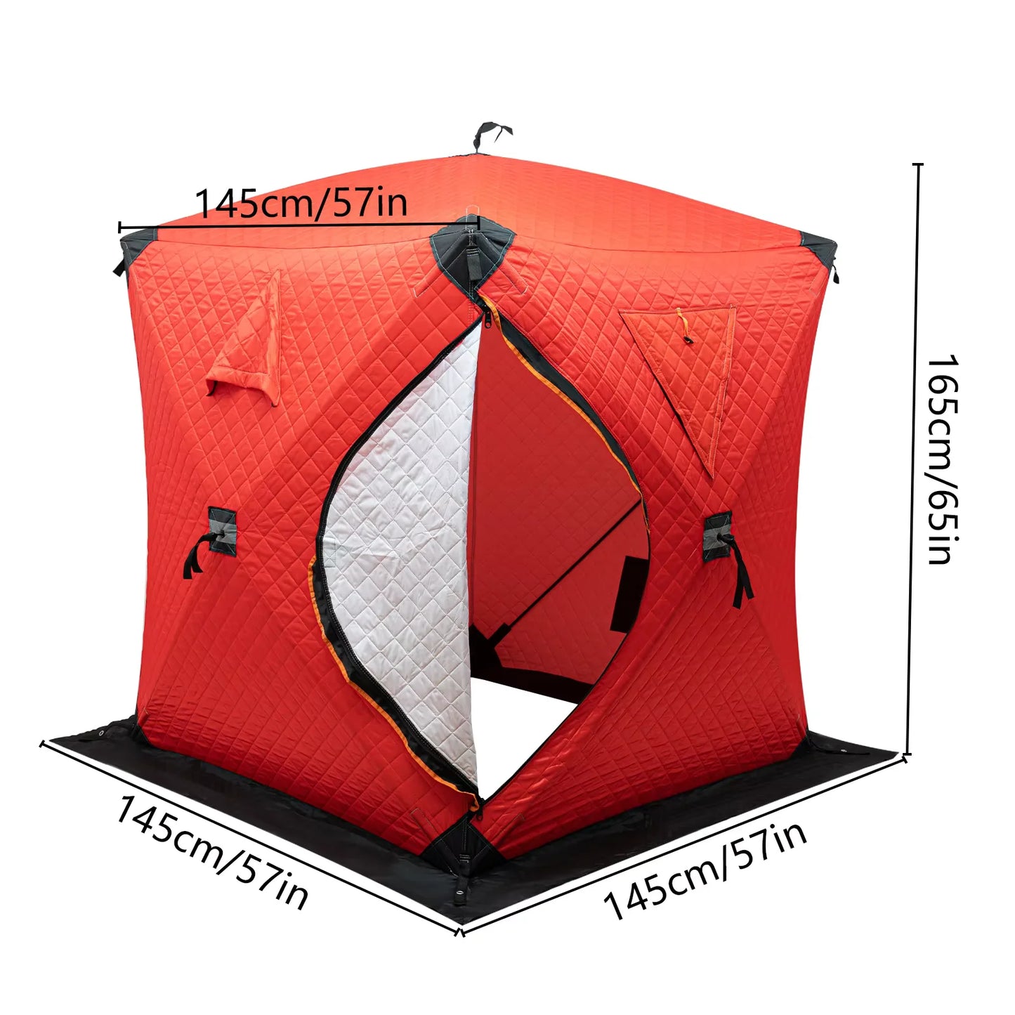 Orange/Blue/Red Insulated Ice Fishing Tent Freestanding Portable Outdoor Picnics Thermal Shelter Windproof Tent for 1-2 Persons