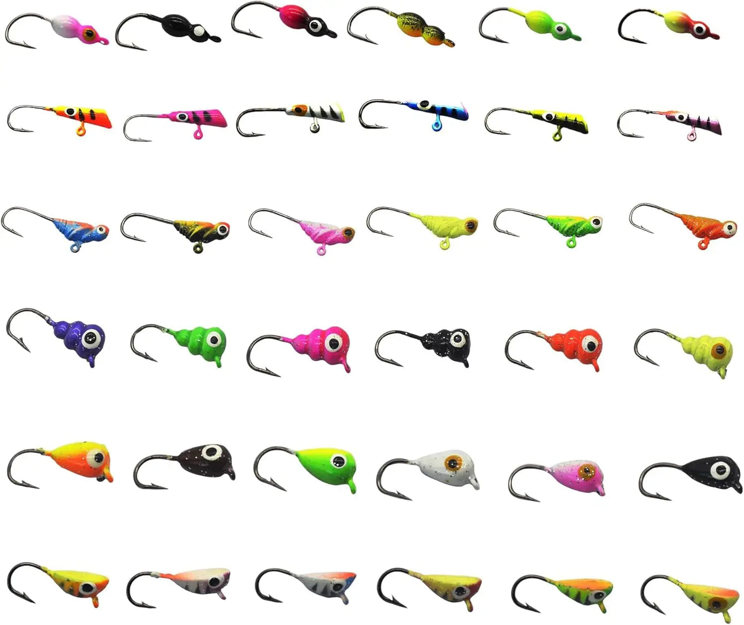 Fishing Jig Set Ice Fishing Lures Micro Jig Head Hook Set for Panfish, Crappie, Walleye, Perch, Trout, Bluegill