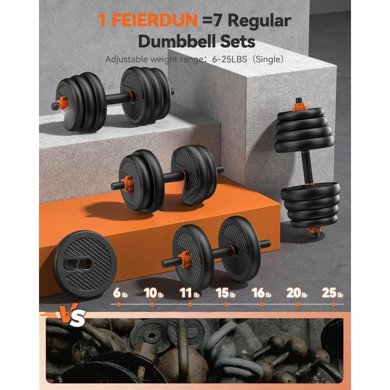 AFEIERDUN Adjustable ,20/30/40/50/60/70/90lbs Free Weight with Connector,4 in1 Dumbbells Set Used as Barbell,Kettle