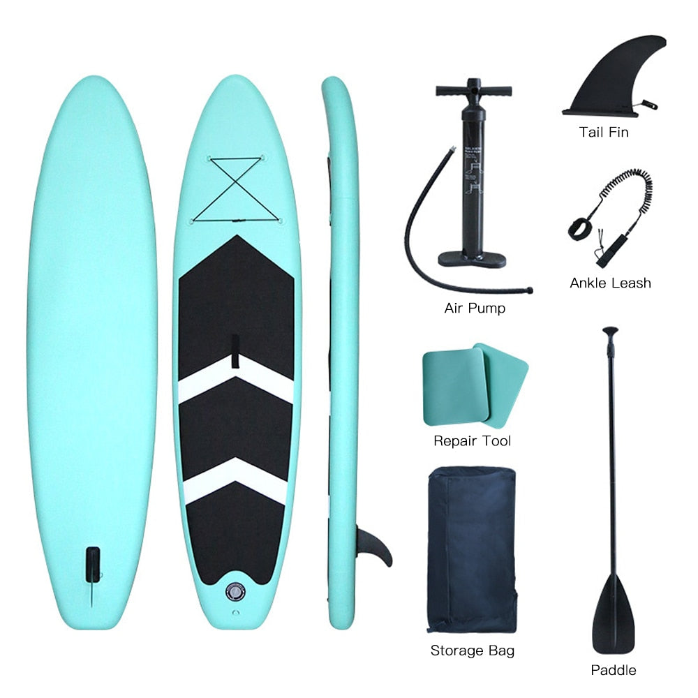 Inflatable Stand up Paddle Board Sup Surfboard Water Sport Kayak Surf Set with Paddle Board Tail Fin Foot Rope Inflator and Bag