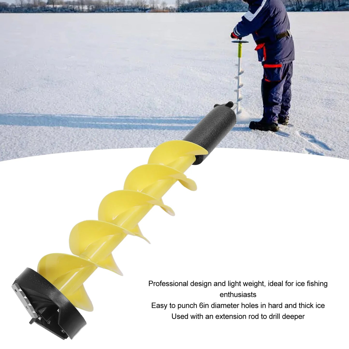 Electric Ice Auger Ice Auger for Fishing Electric Nylon Corless with Positioning Drill for Enthusiasts Nylon Corless Ice Auger