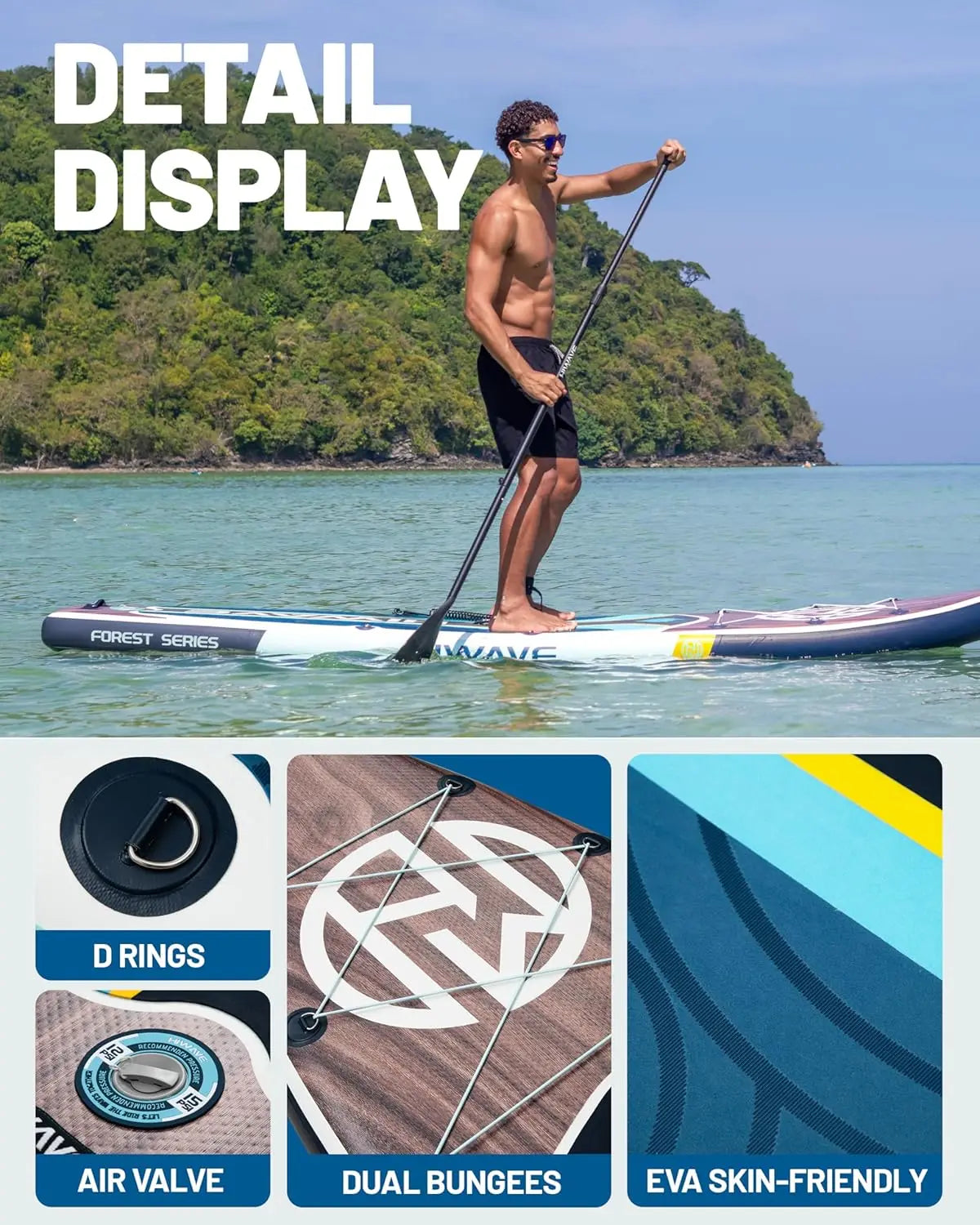 Inflatable Stand Up Paddle Board 11’*34”*6” Sup Board, 350lbs Capicity, Pet Friendly Paddle Board for Ocean&Lake, w/3pcs Adjusta