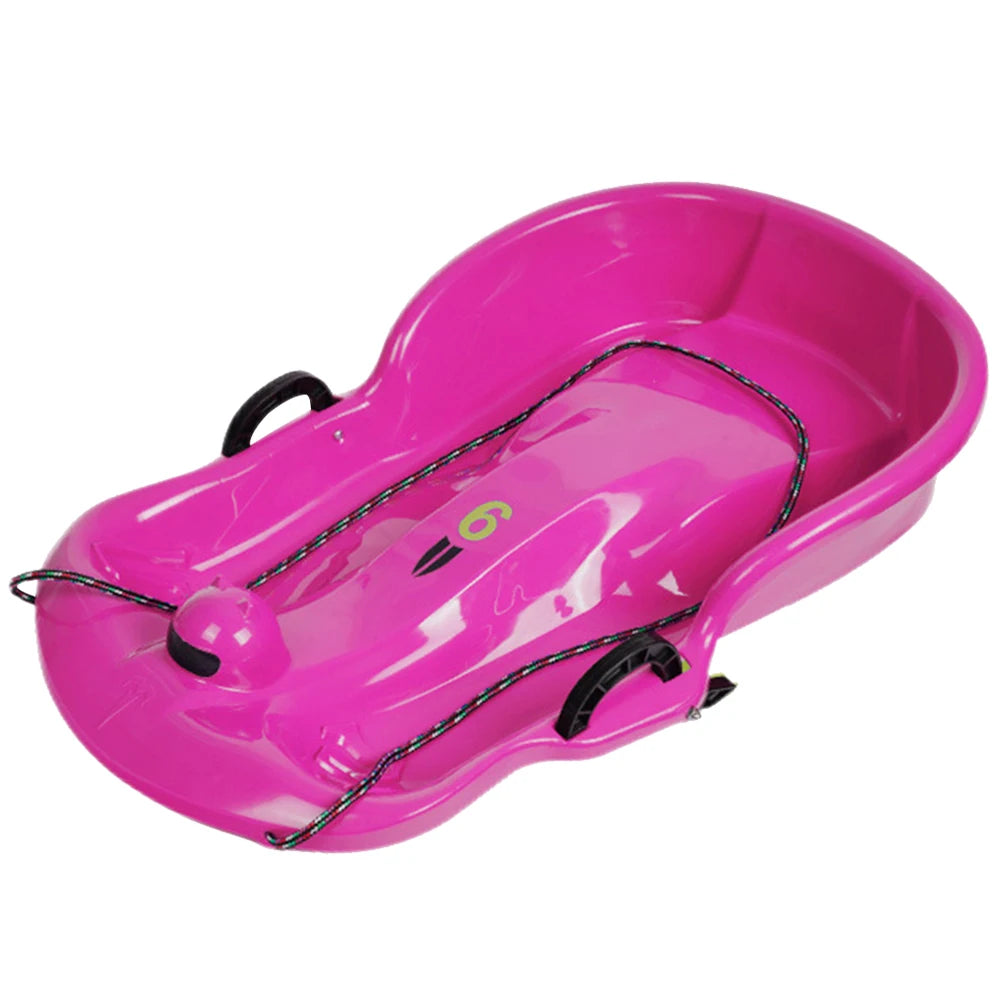 Plastic Snow Sled Toboggan Snow Sled 2Handles Kid Solid Snow Sled Grass Toboggan Snow Sled Sand Slider Luge for Winter Sport