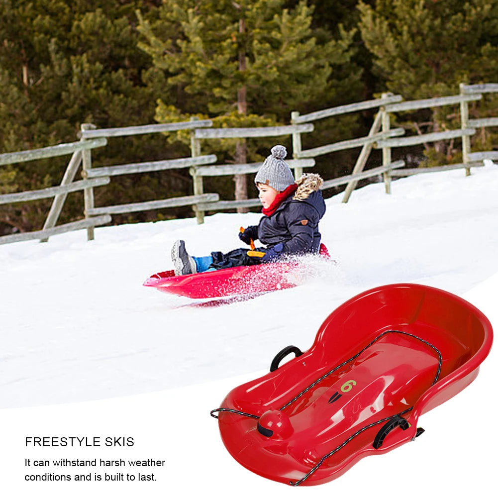 Plastic Snow Sled Toboggan Snow Sled 2Handles Kid Solid Snow Sled Grass Toboggan Snow Sled Sand Slider Luge for Winter Sport