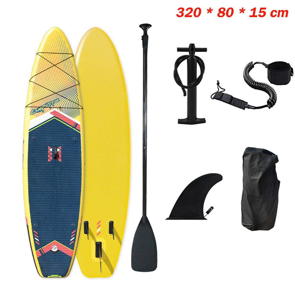 Inflatable Stand up Paddle Board Sup Surfboard Water Sport Kayak Surf Set with Paddle Board Tail Fin Foot Rope Inflator and Bag