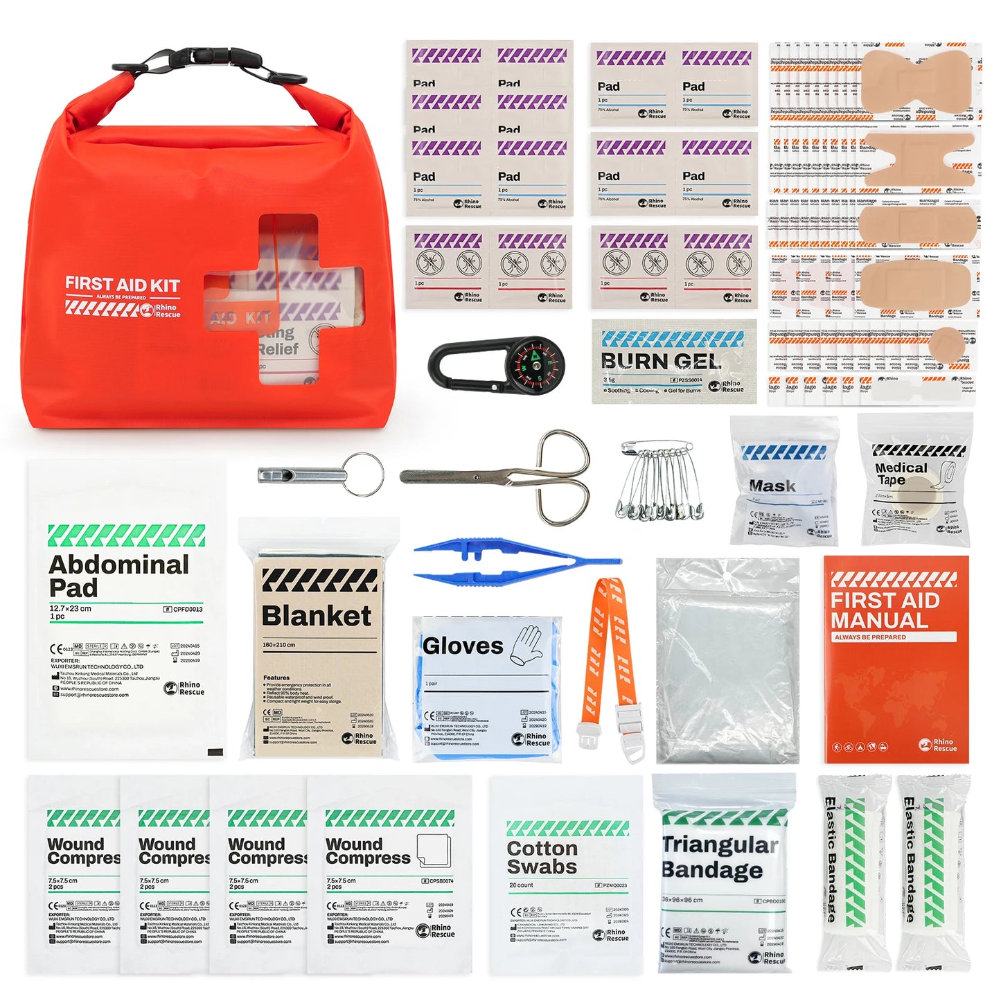 RHINO RESCUE Waterproof First Aid Kit, Lightweight Boat Dry Bag, Emergency Survival Supplies for Outdoor Kayak Floating Swimming
